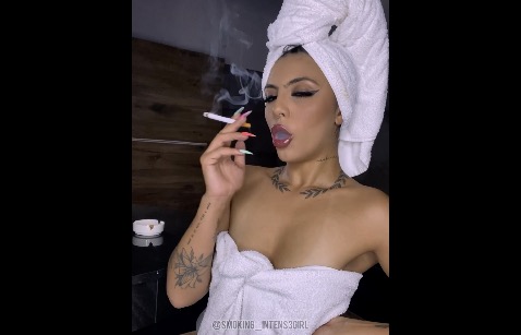 After Shower Cigarette – Intense Smoking Girl