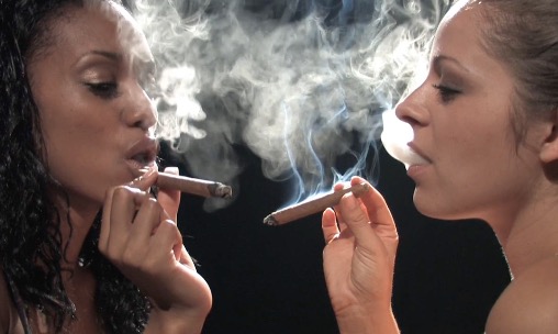 Amber Scott Rivers Cigar Inhaling