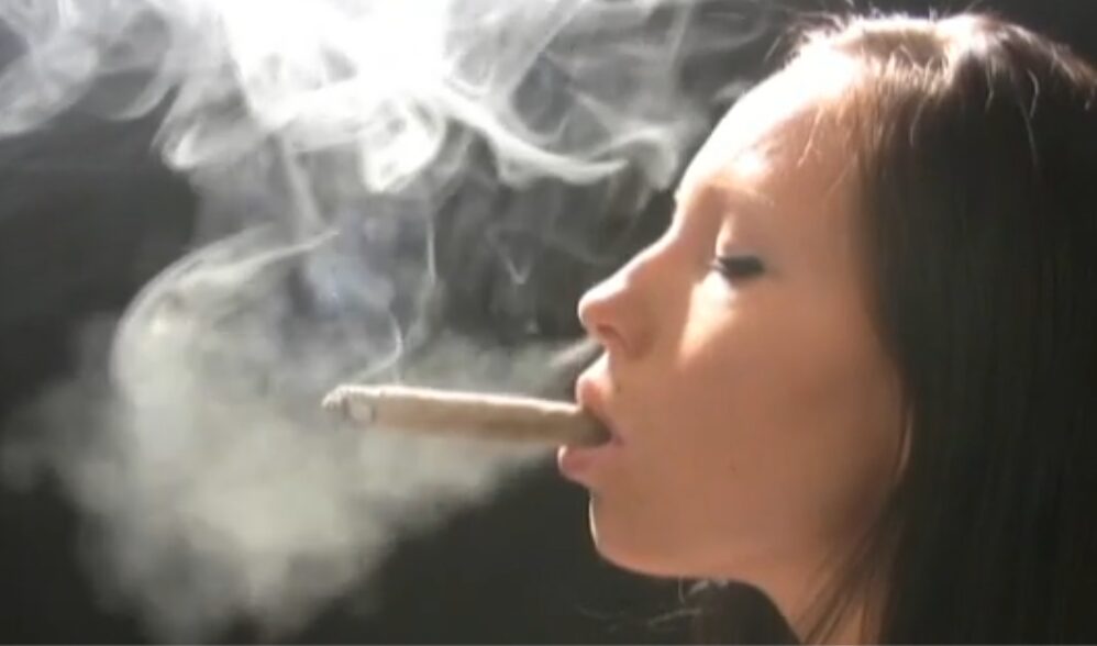 Big Cigar and Big inhales by heavy Smoker GIrl