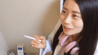 Asian Salesclerks Smoking during her work #1