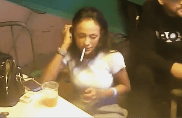 Candid Smoking Sexy Woman in a Public bar