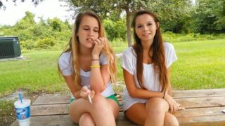 Cassie and friend – two hot Teen chicks Smoking Cigarettes