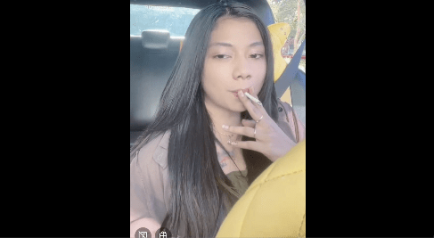 Cute Indo Smoker in her Car