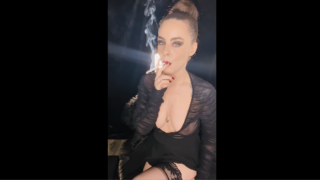 Smoking With Sexy Red Lips Hair in Bun – Dani Lynn