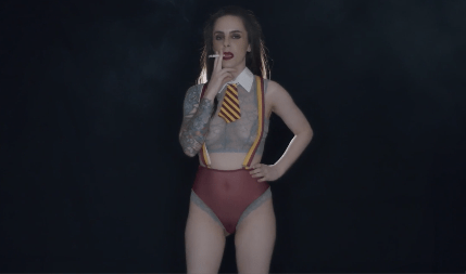 Dani Lynn Chain Smoking in Sexy Halloween Outfit