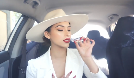 Elegant Women Smoking in her Car