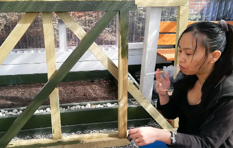 Fence painting while Smoking my strong cig – Mary Pinay