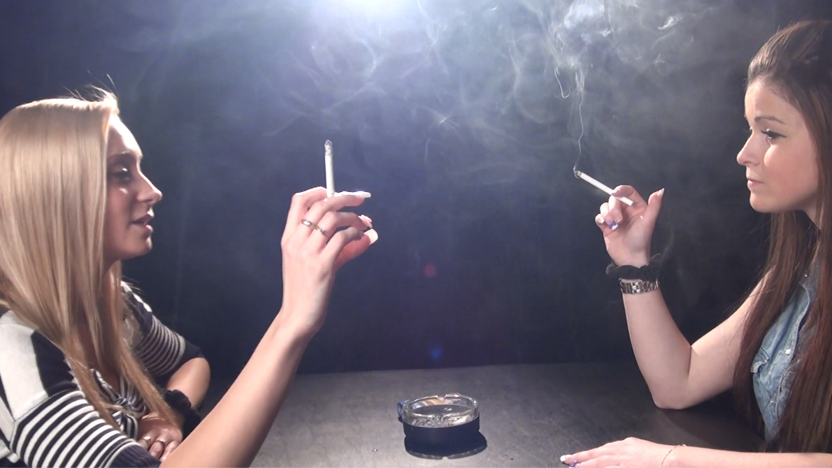 French Girl Smoking and Talking together