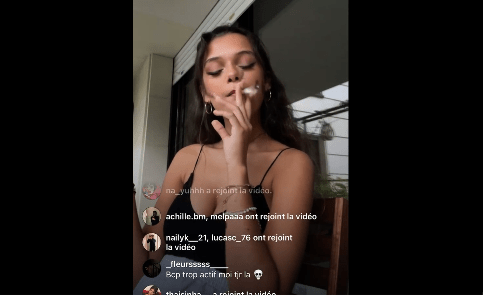 French girl smoking instagram live