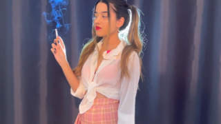Hot school girl smokes and blackmail you – Angie