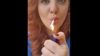 Kara Carter Blue Robe Smoking