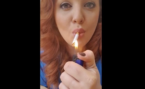 Kara Carter Blue Robe Smoking