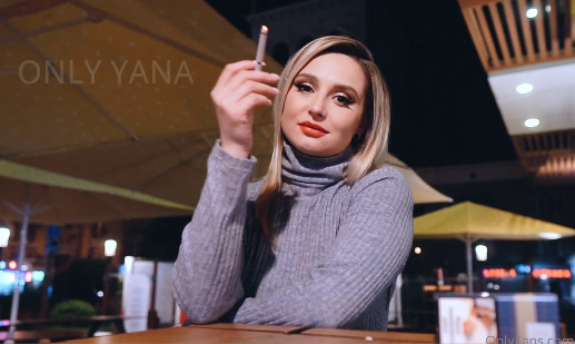 OnlyYana Smoking At the coffee outside