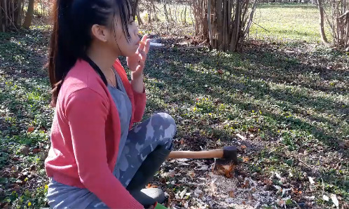 Removing roots smoking break – Mary Pinay