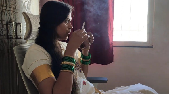 She’s tired on 1st day of Diwali so she’s Smoking