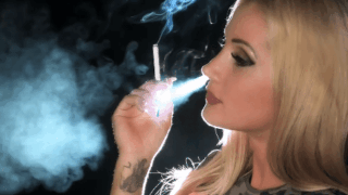 Tatjana smoking nose exhales
