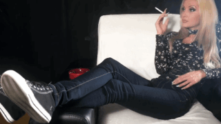 Tatjana smoking in jeans