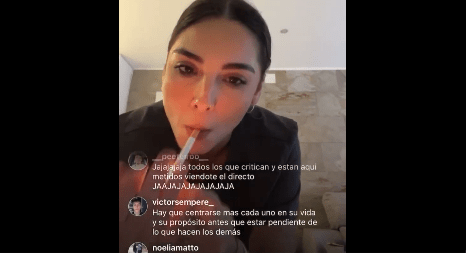 Teen Spanish Girl Smoking on Instagram live