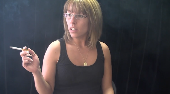 Ticha smoking with inhaler