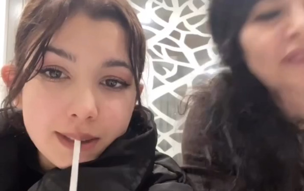 Turkish Teen Is learning to smoke with her mum