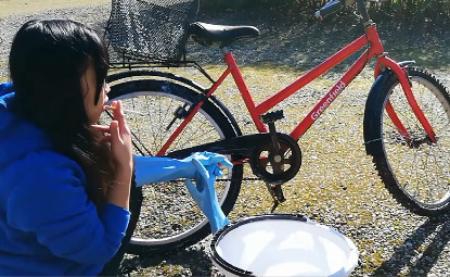 Washing my Bike and Smoking – Mary Pinay