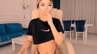 Sexy Asian Babe Smoking wearing a thong on webcam