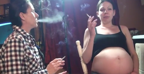 Hot pregnant teen and her mom smoke together