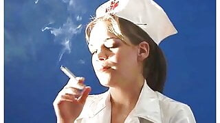 This cute nurse is taking her smoke break