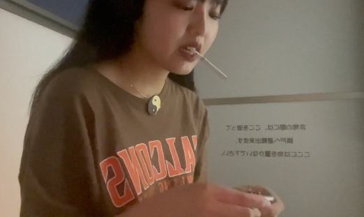 Walking quietly while Smoking on a beautiful road